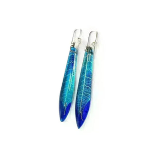 Blue Skeleton Leaf | Contemporary Drop Earrings Sue Gregor